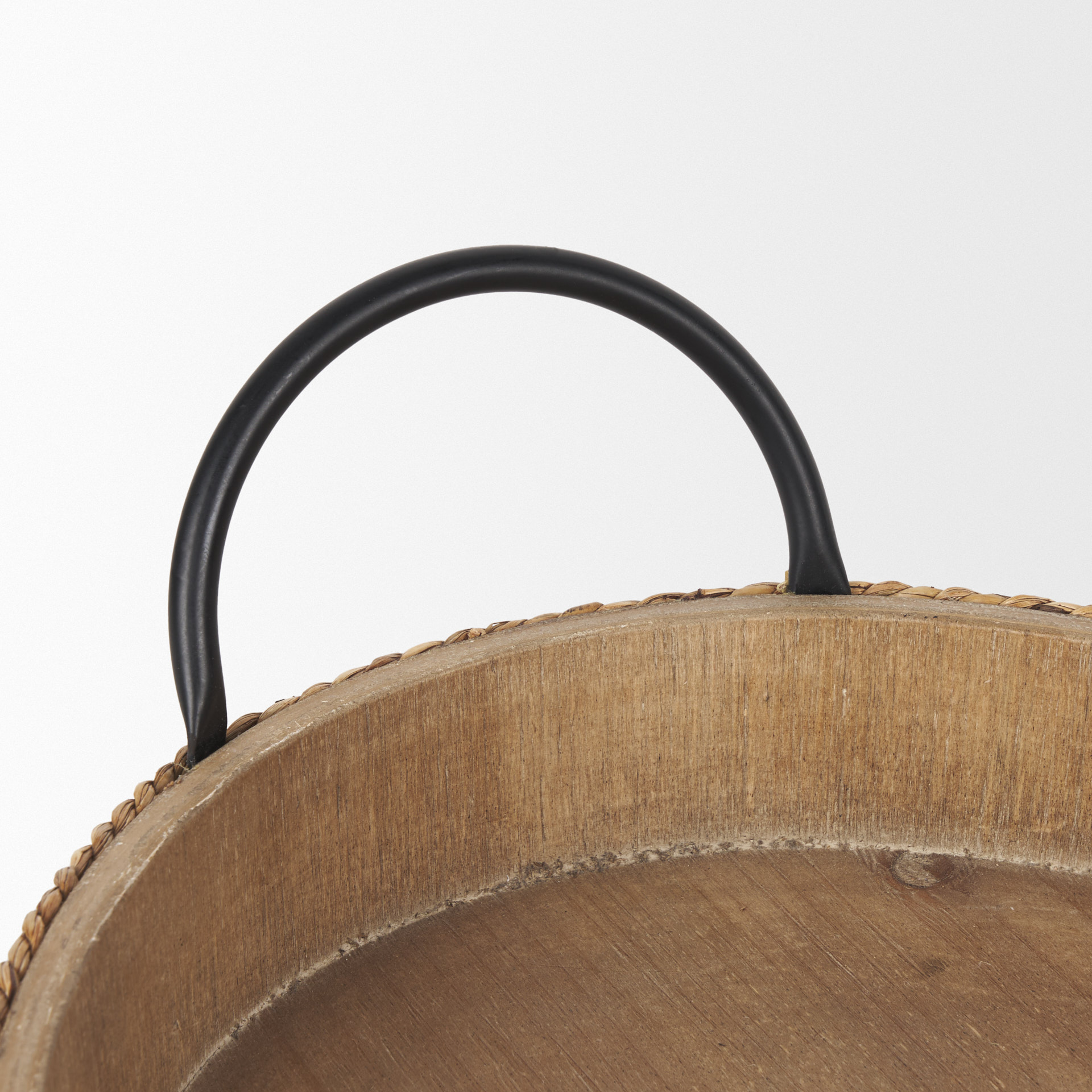wheaton light brown wood w/ natural jute serving trays