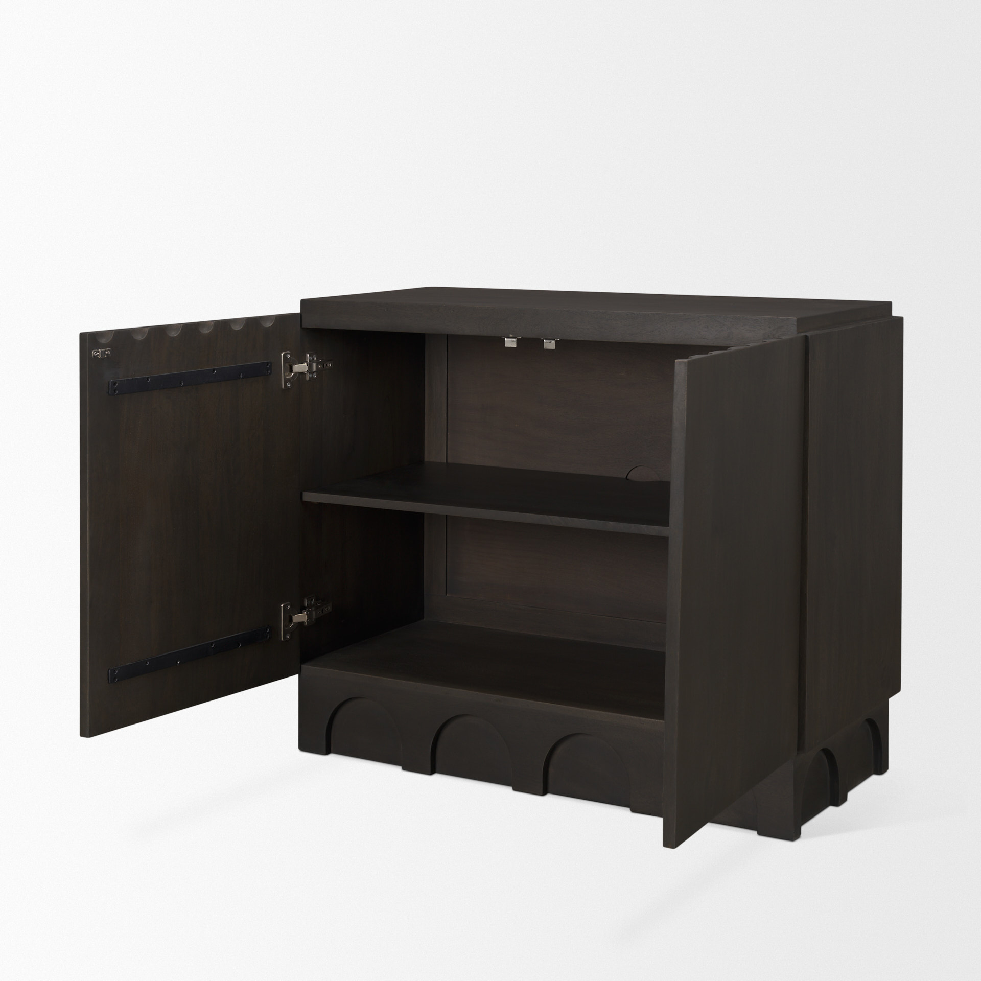 wagner dark brown wood w/ arched design accent cabinet
