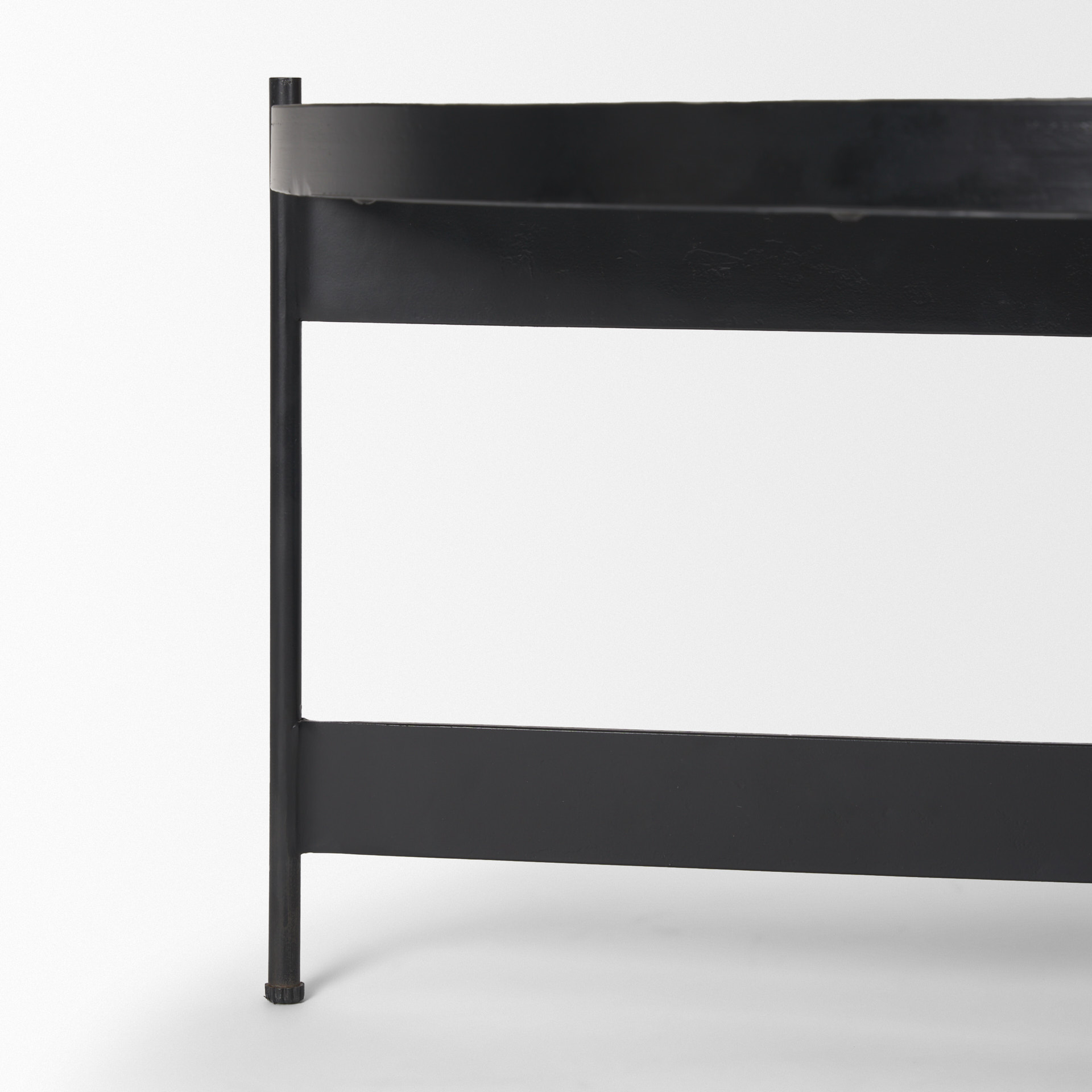 wade travertine marble w/ matte black metal coffee tables