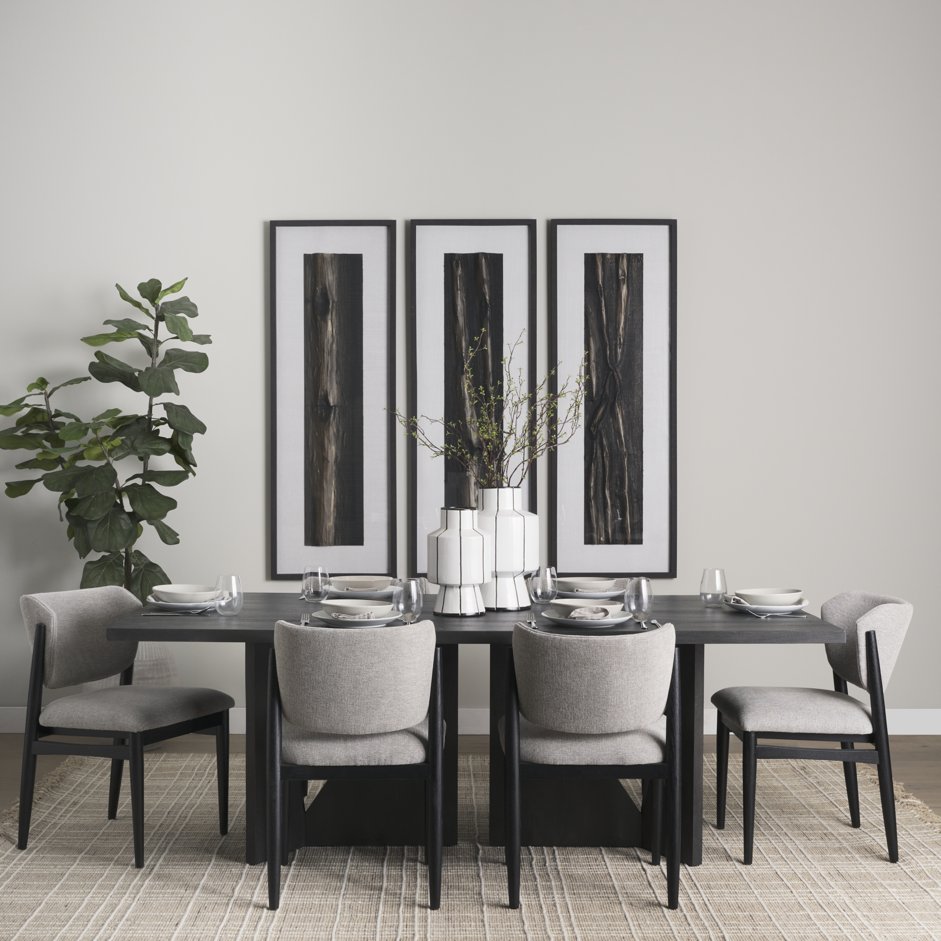 cline 20.9l x 23.0w x 31.9h gray fabric w/black wood dining chair