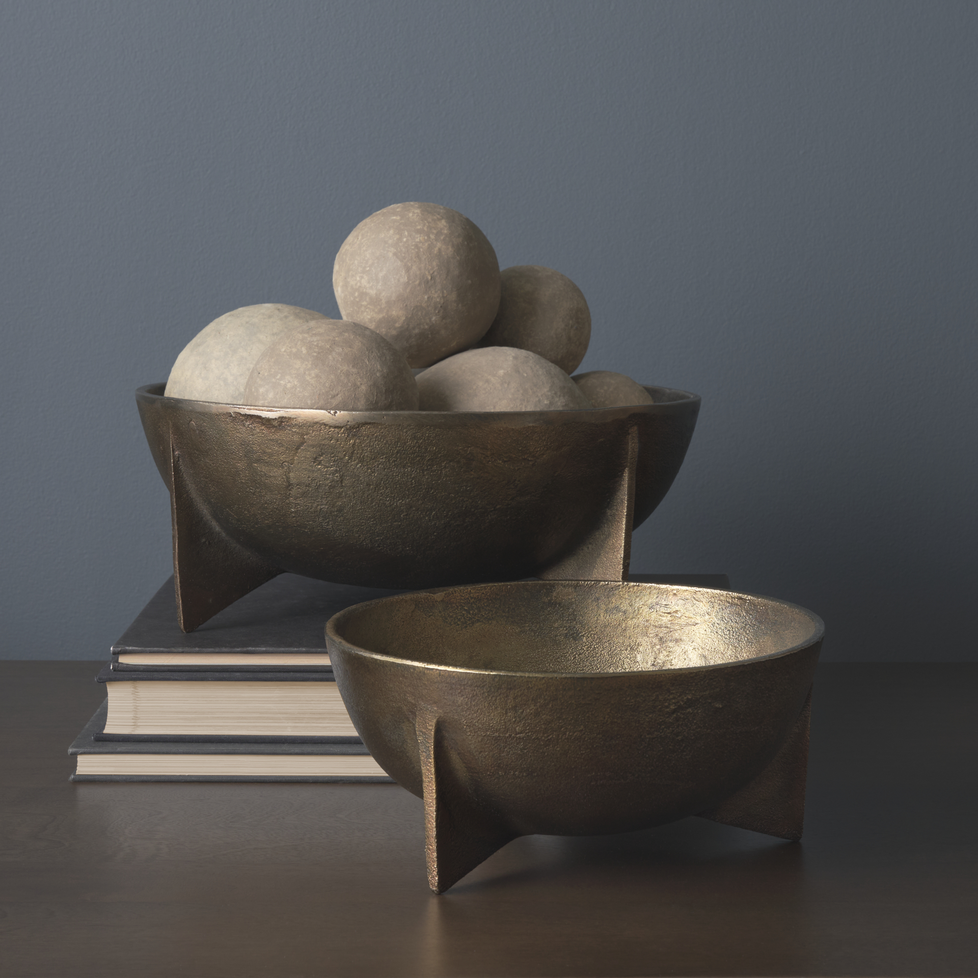 sunita set of 3 gray paper mache orbs