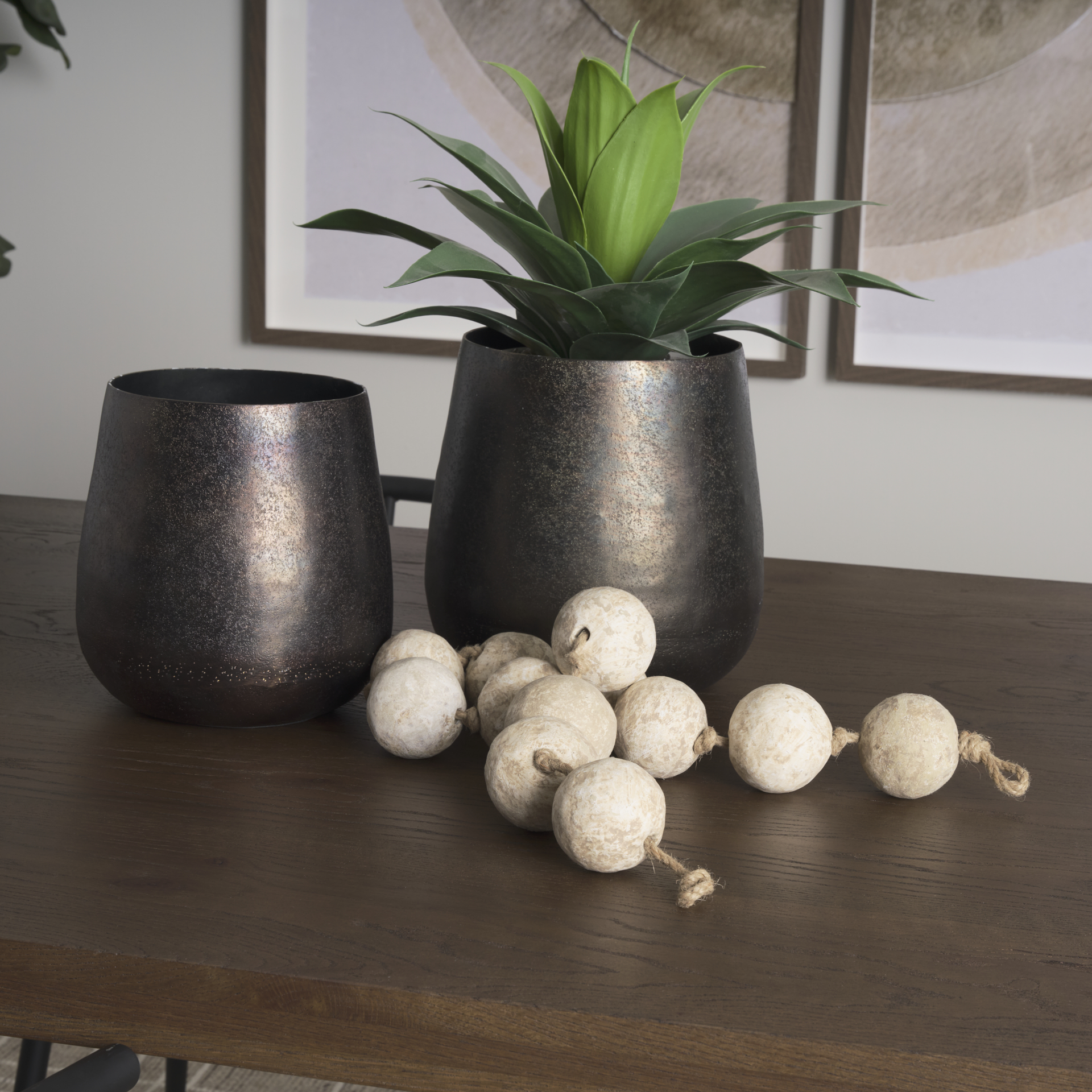 quade large textured gold metal planter