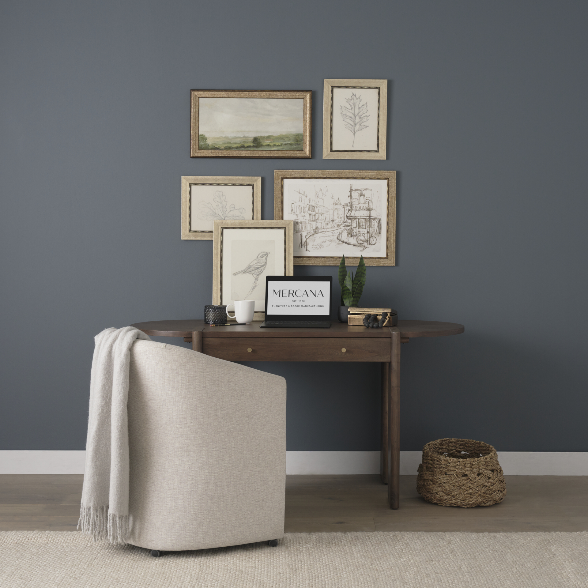 Sohan Dark Brown Elm Wood Oblong Desk