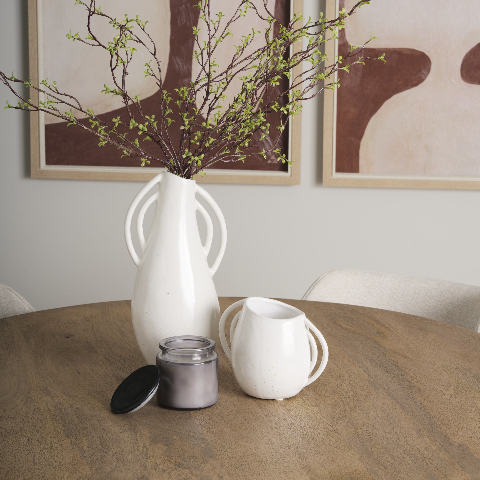 urvi short off white speckled asymmetrical ceramic vase