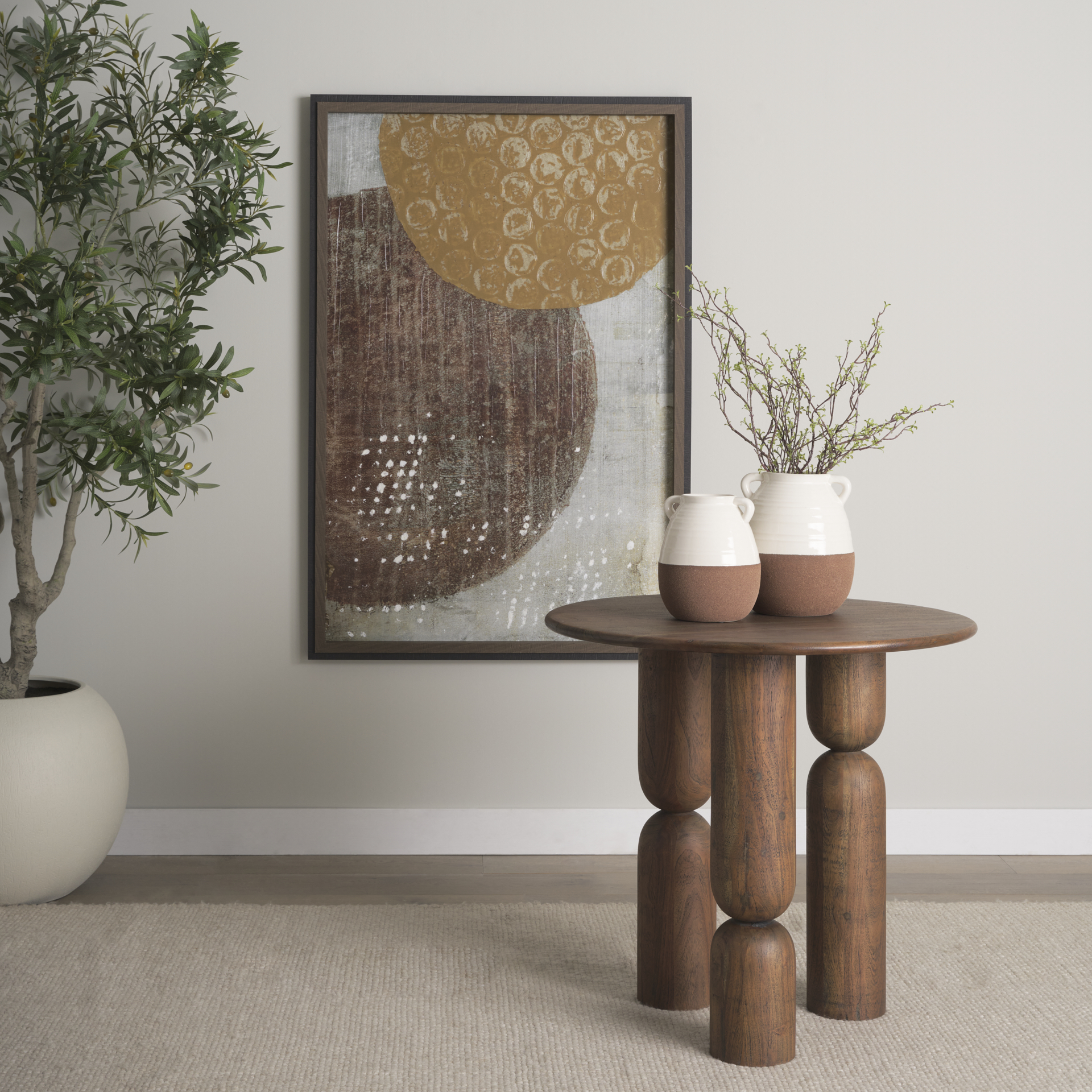 tryna small beige w/ matte brown ceramic vase