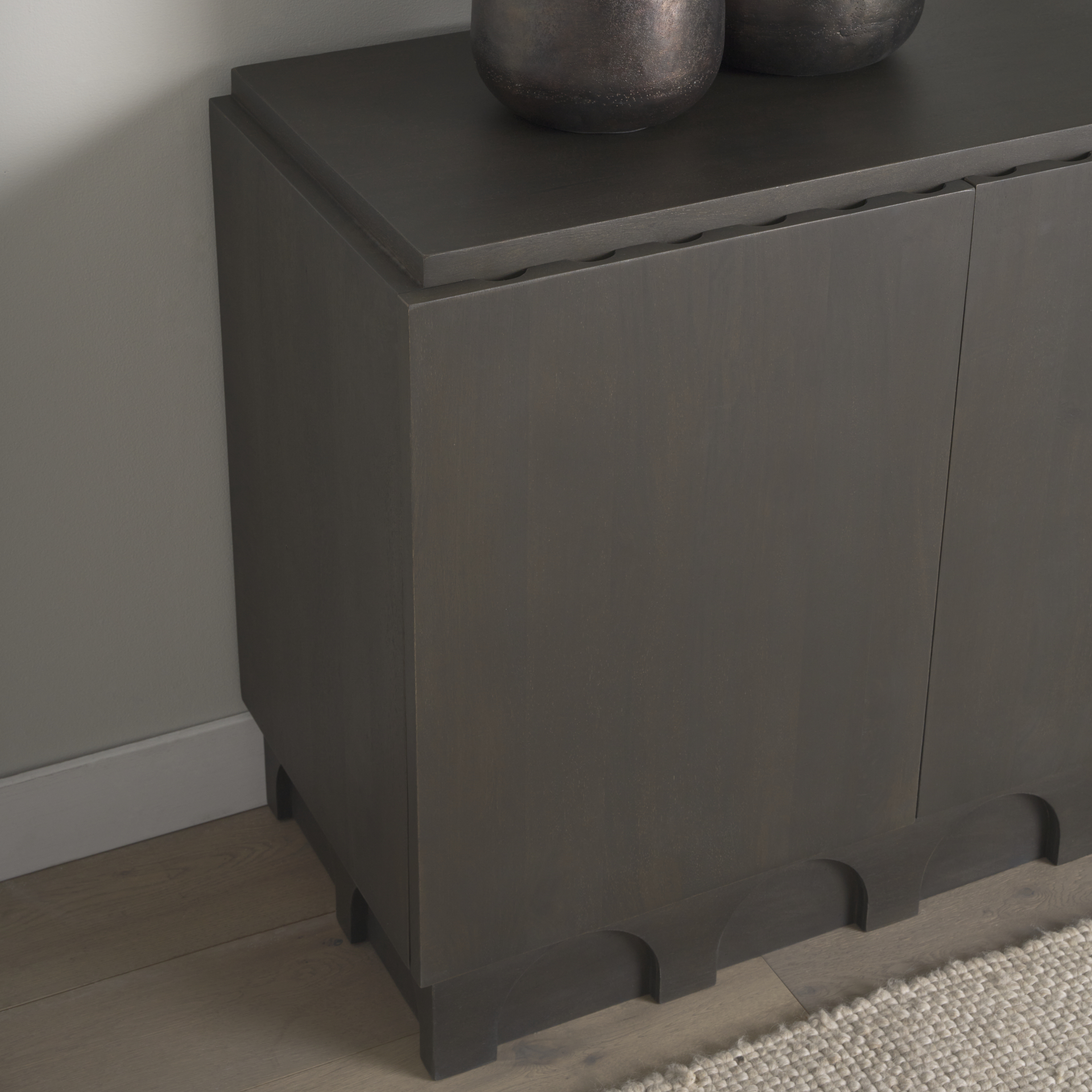wagner dark brown wood w/ arched design accent cabinet