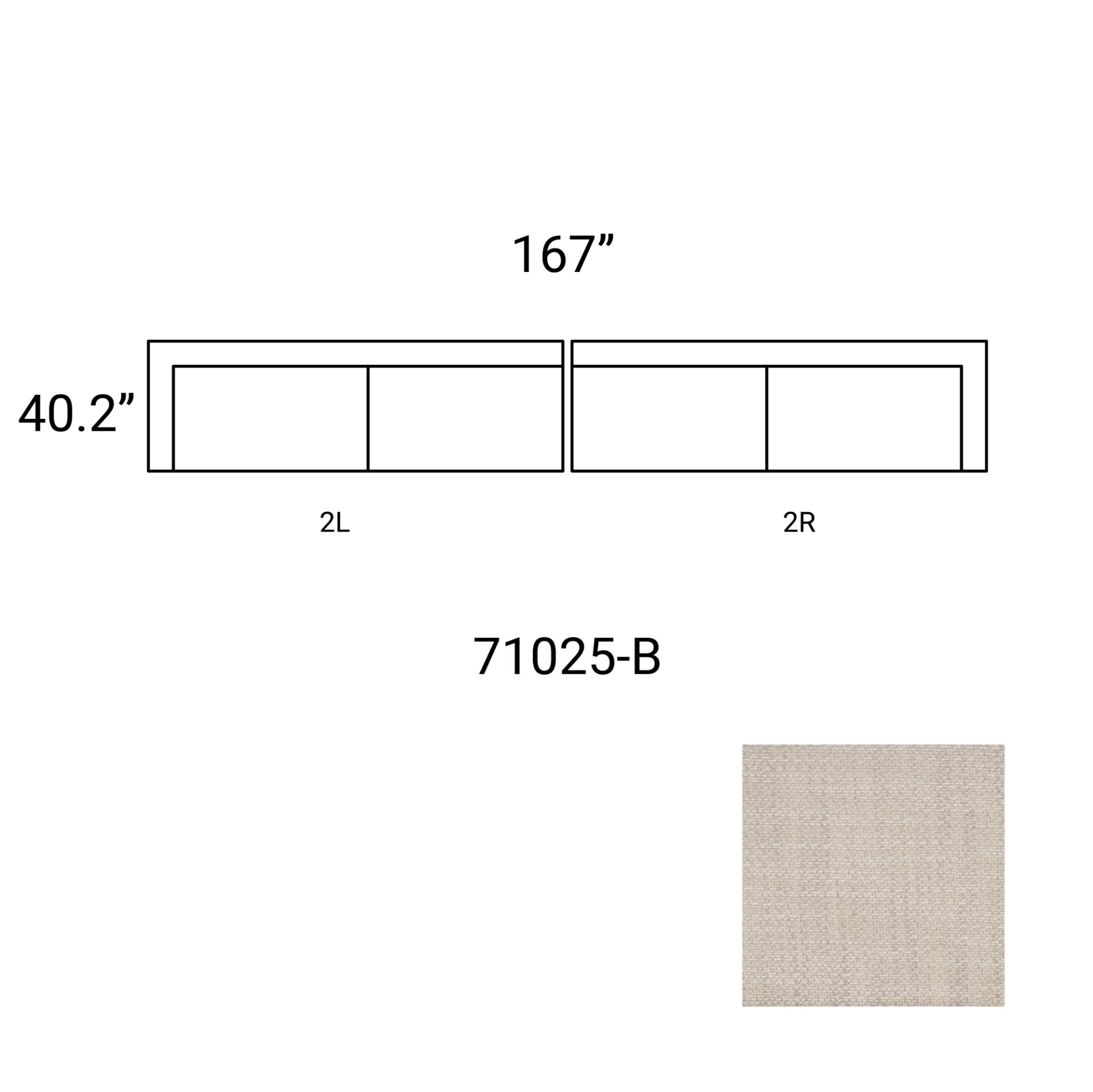 Warner Oatmeal 2 Piece Long Sofa Set
