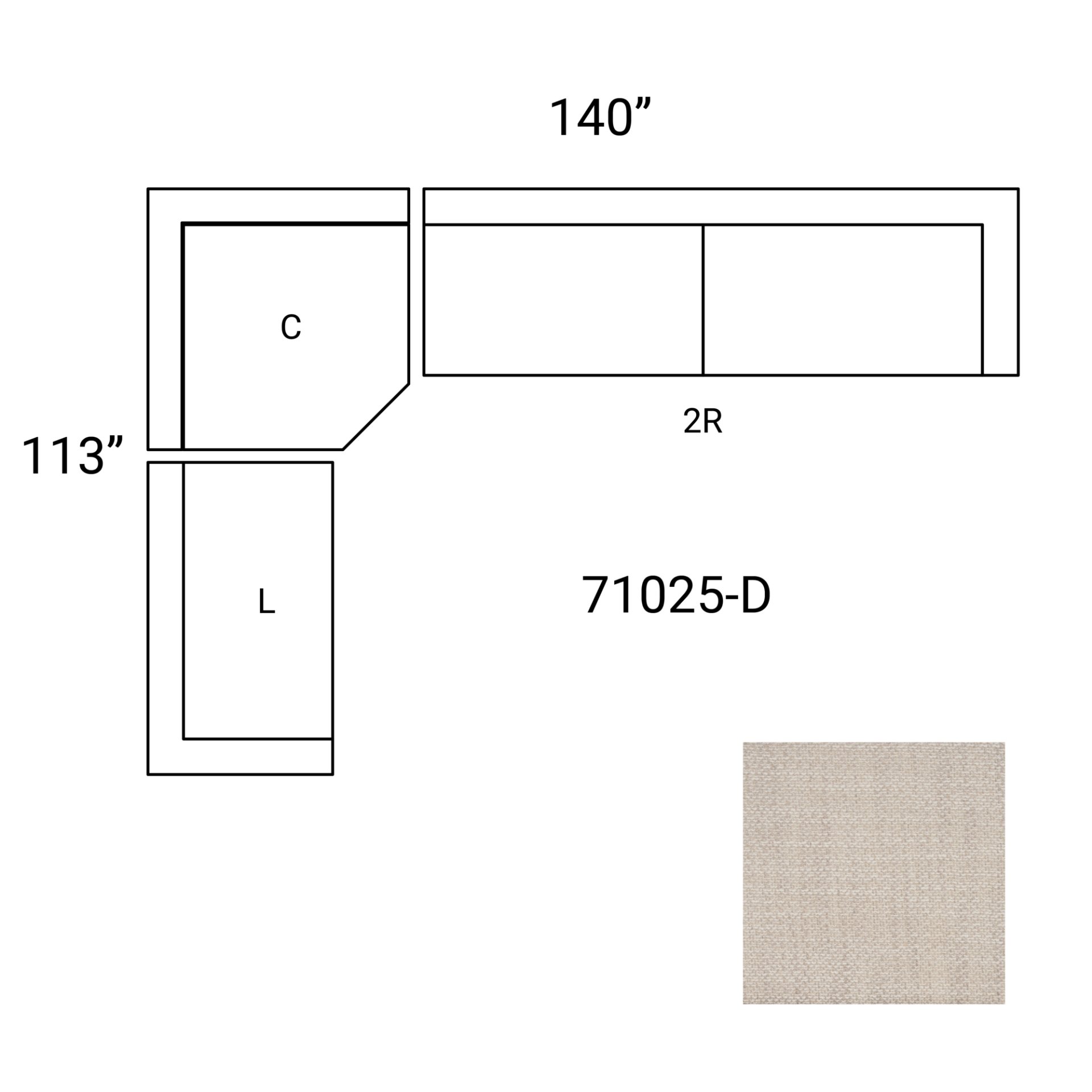 warner oatmeal 3 piece sofa set w/corner piece