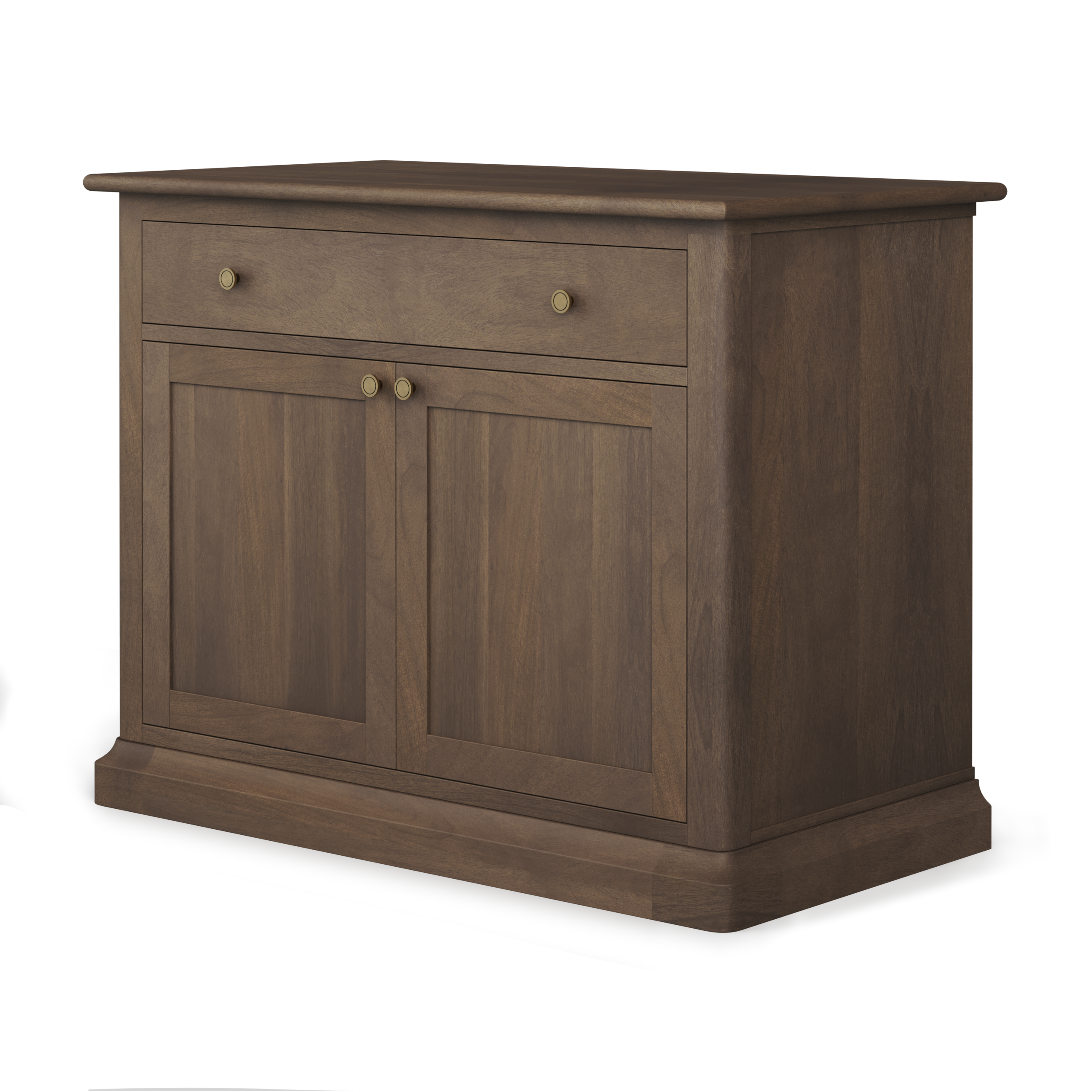 Braxton Dark Brown Solid Wood w/ Antique Knobs Accent Cabinet 1 Drawer 2 Doors