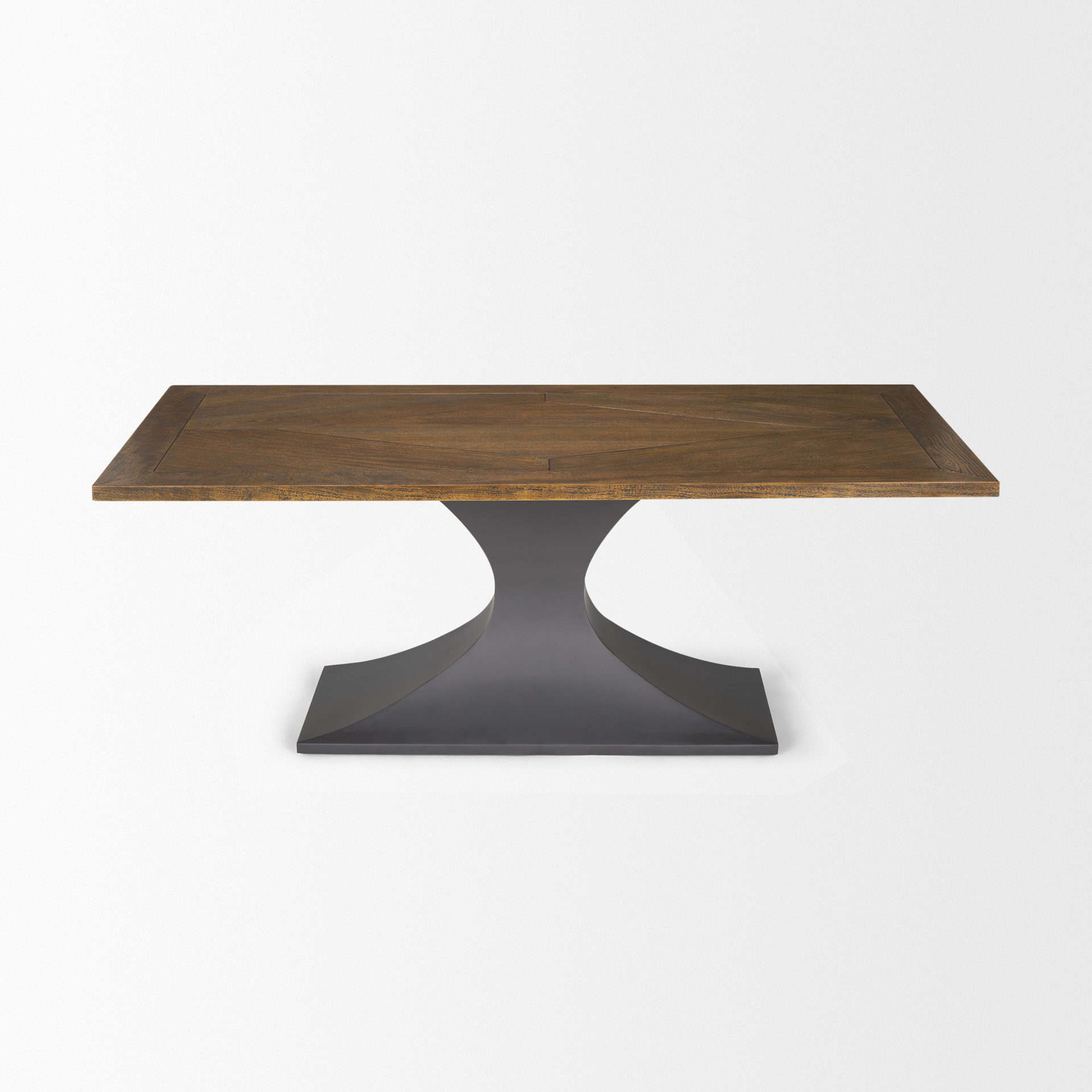 maxton ii 79x39 rectangular brown solid wood top dark gunmetal base dining table