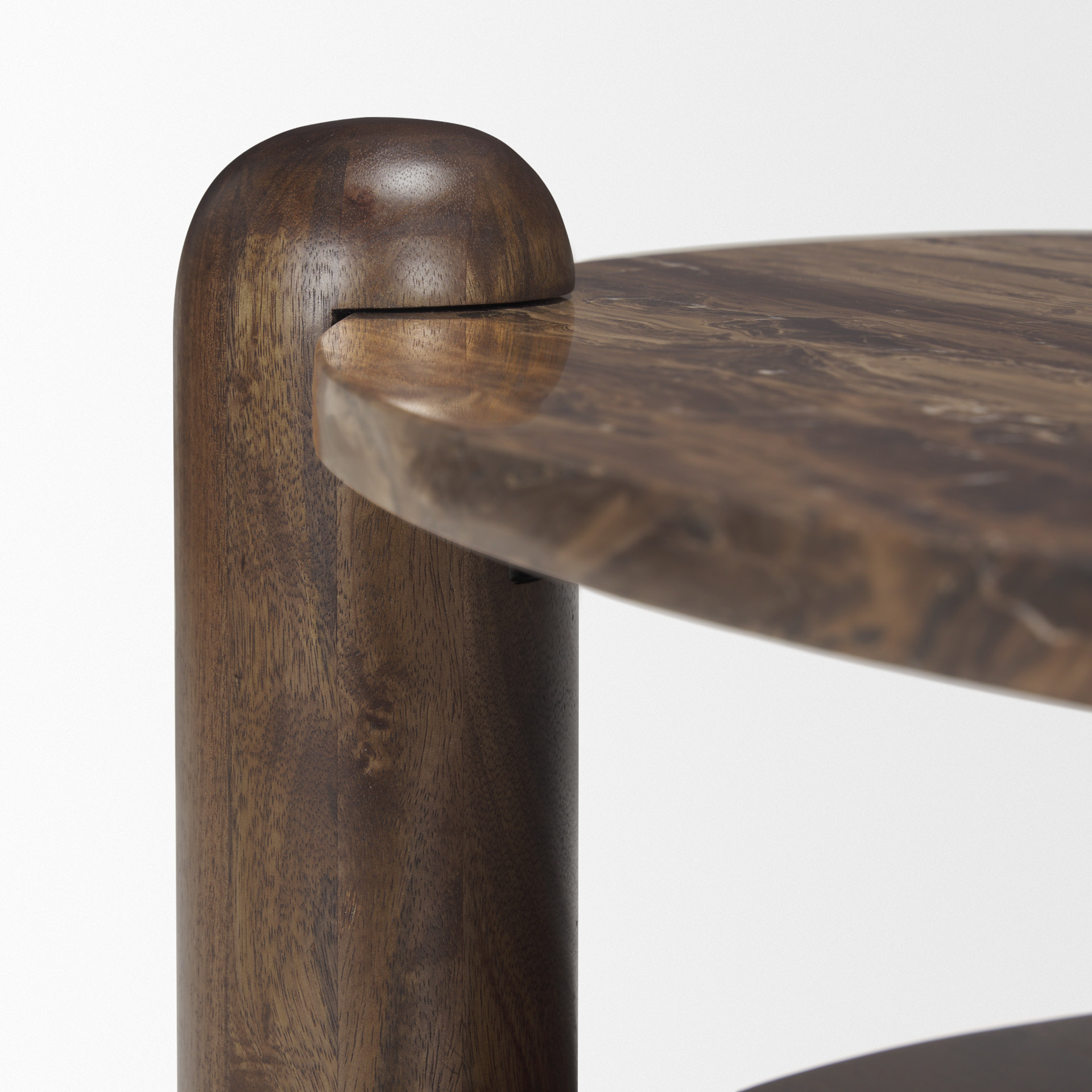 jovia brown mango wood w/ cappuccino marble round coffee table