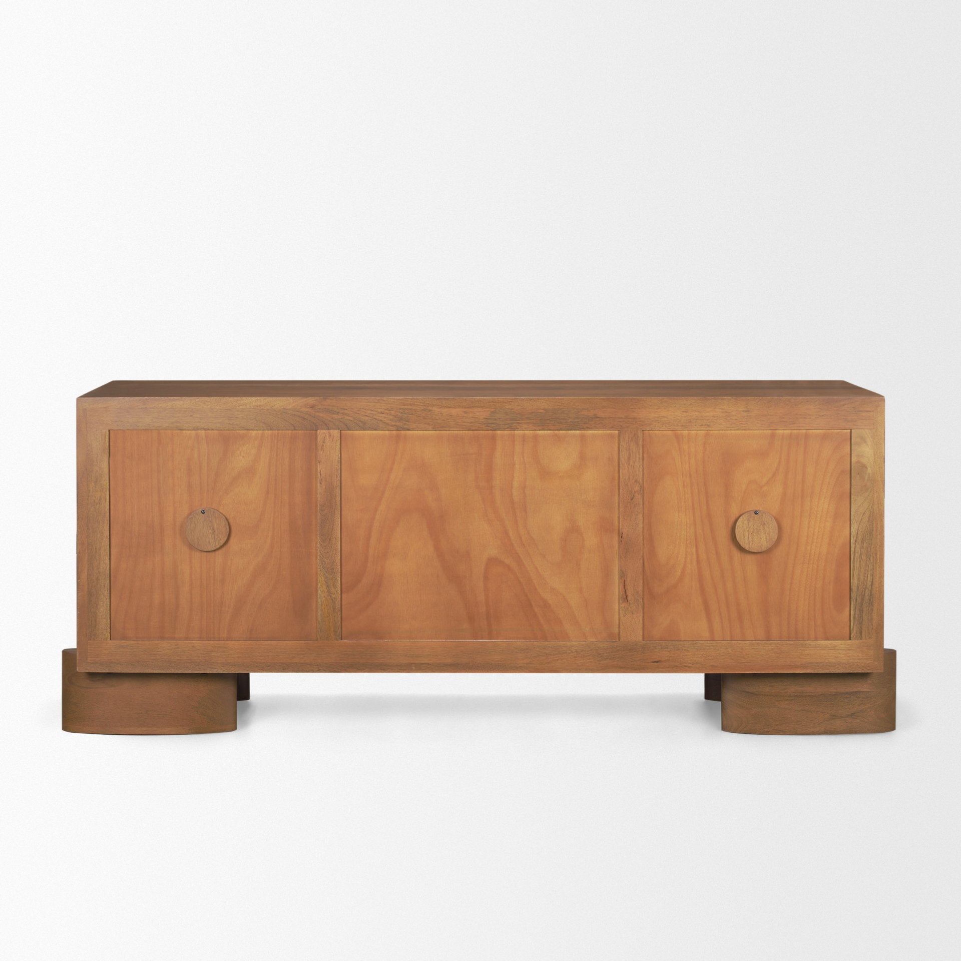 jonan medium brown wood w/ dark aged brass 2 door 3 drawer sideboard