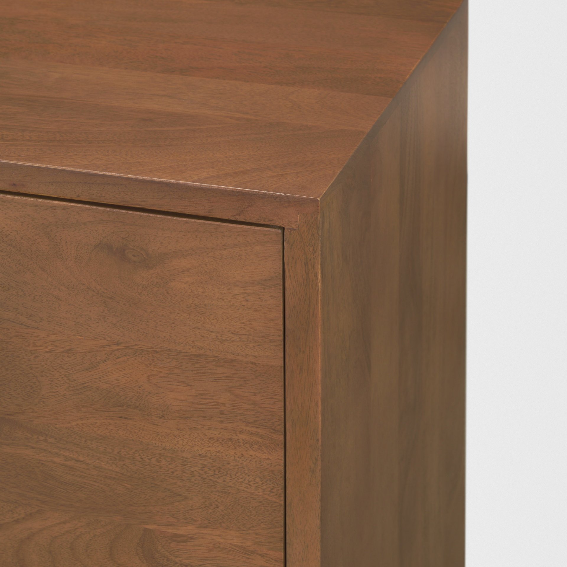 jonan medium brown wood w/ dark aged brass 2 door 3 drawer sideboard