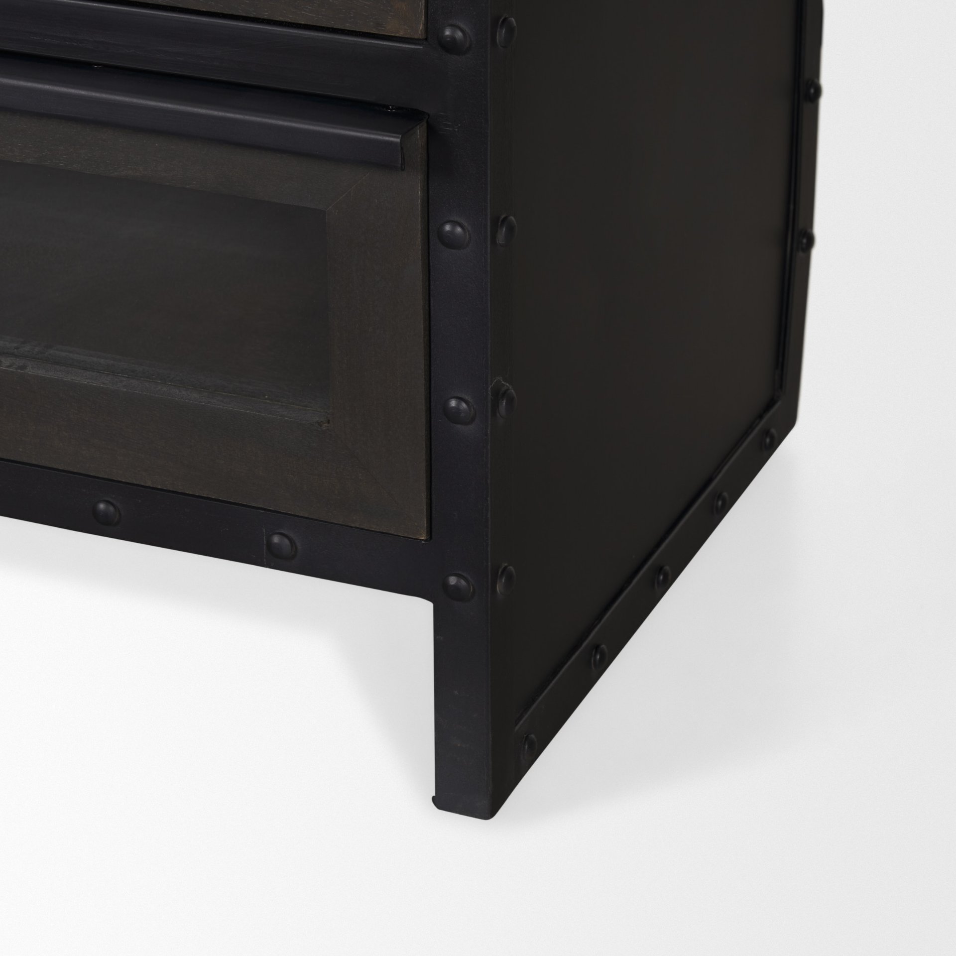 gehry i 62.3x16.5 black metal frame w/wood accent 4 cabinet door two drawer sideboard