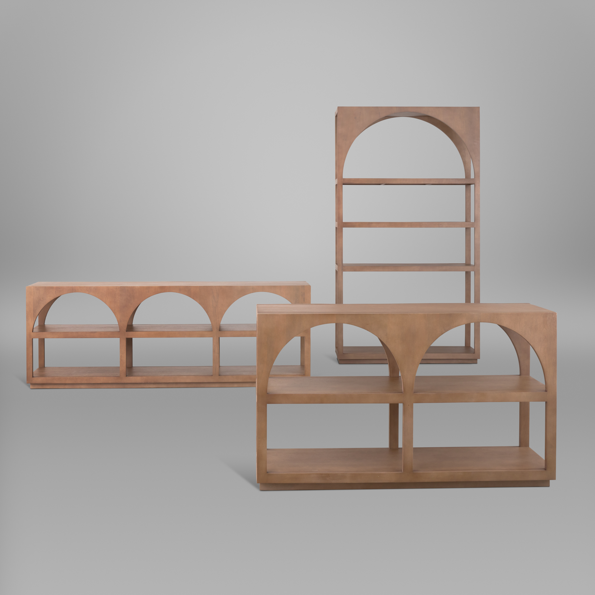 Bela Arched Shelving Unit Medium Brown Wood