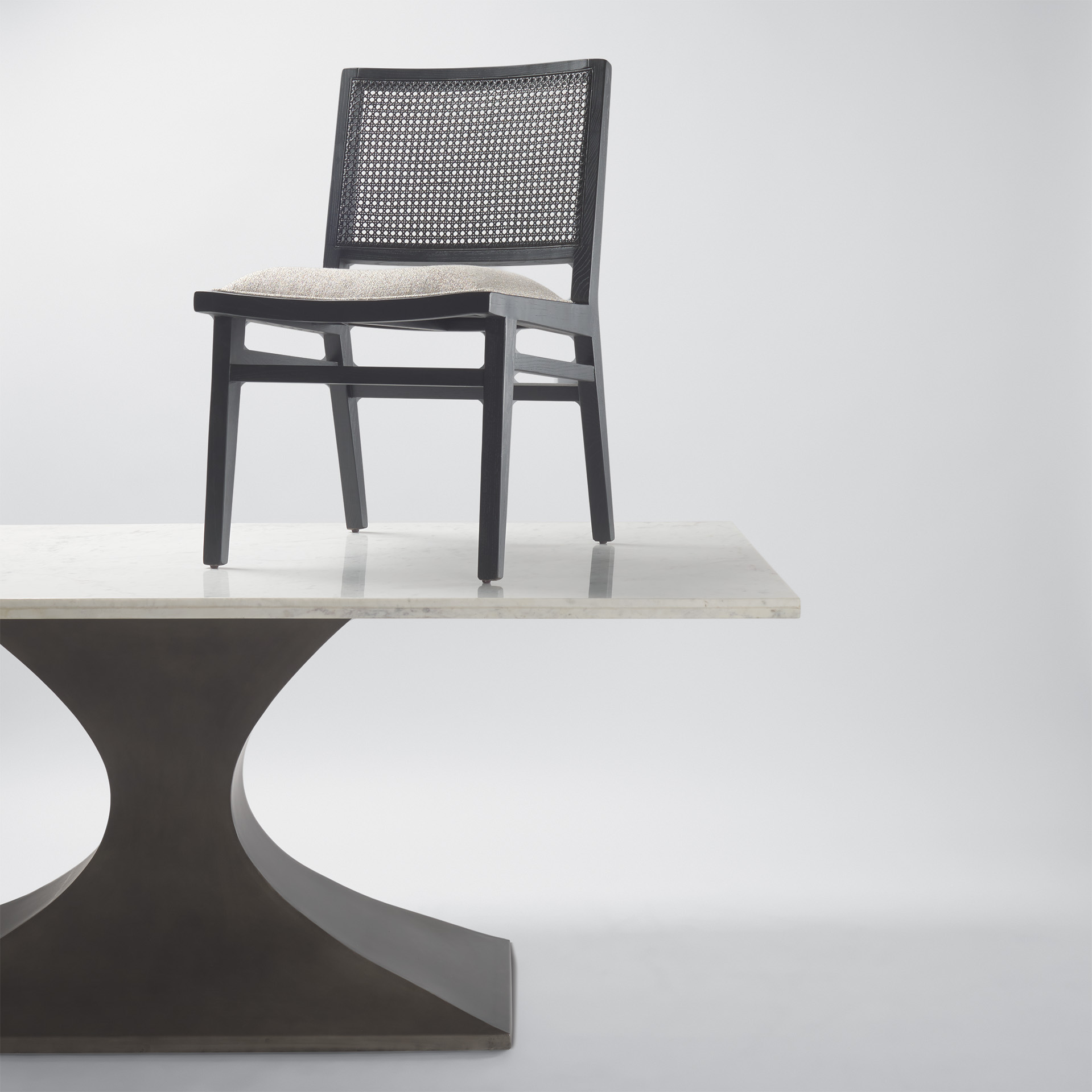 wynn 20.5l x 24.6w x 34.1h beige fabric w/black wood dining chair
