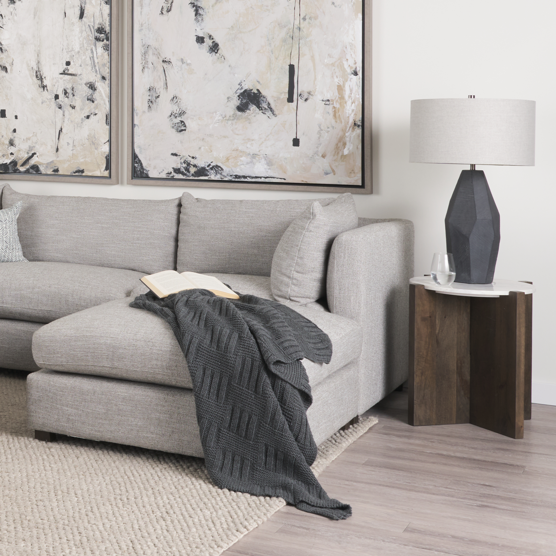 bianca dark brown wood w/ marble round accent table