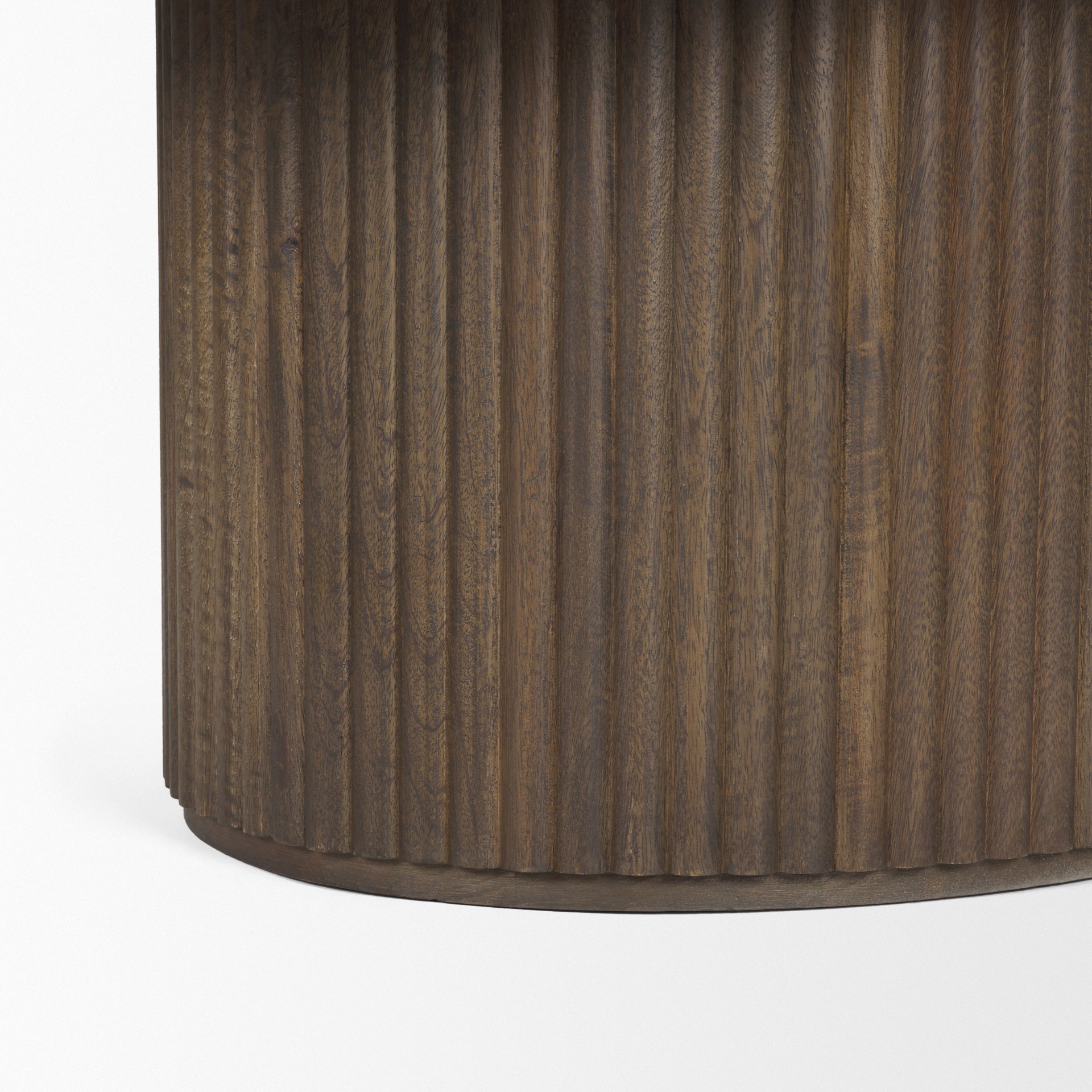 terra 48l x 28w x 15h dark brown wood oval fluted coffee table