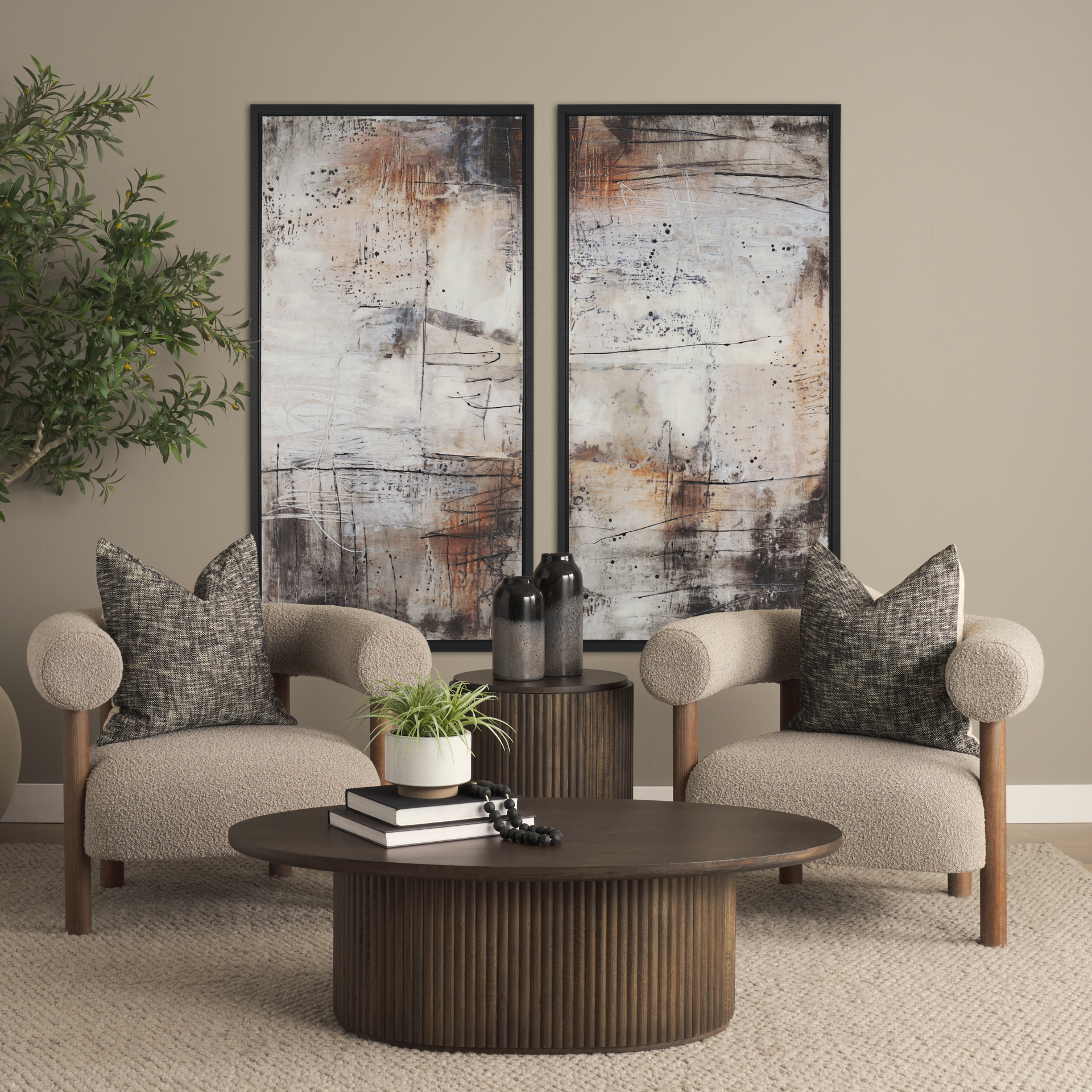 terra 18l x 18w x 22h dark brown wood fluted round side table