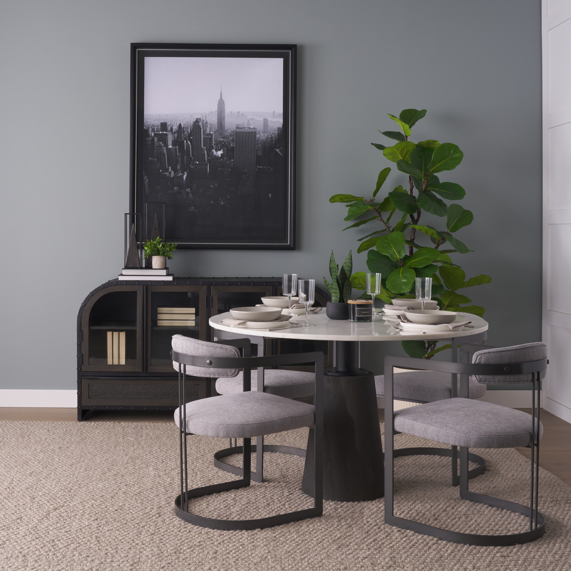 hollyfield ii gray fabric seat w/ gray iron frame dining chair