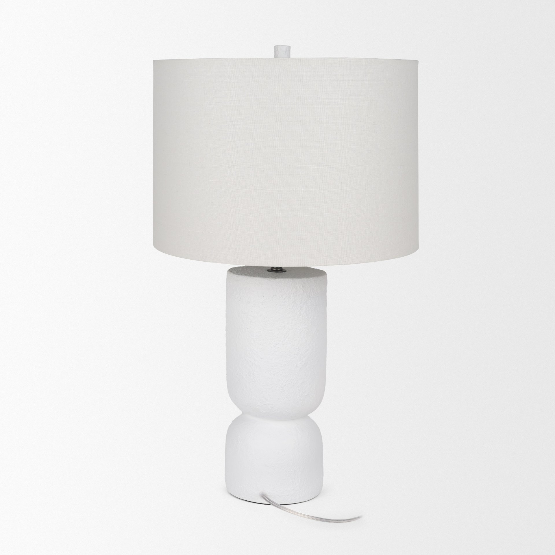 everly 15.0l x 15.0w x 27.5h white cement w/beige shade table lamp