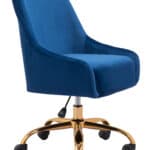 Navy Blue Velvet Office Chair with Gold Base and Adjustable Height 19 Navy Blue Velvet Office Chair with Gold Base and Adjustable Height