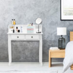 Compact Writing Desk with Removable Hutch and 4 Storage Drawers