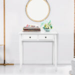 Compact Writing Desk with Removable Hutch and 4 Storage Drawers