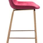 Glam Gold Barstool with Red Velvet Seat and Footrest