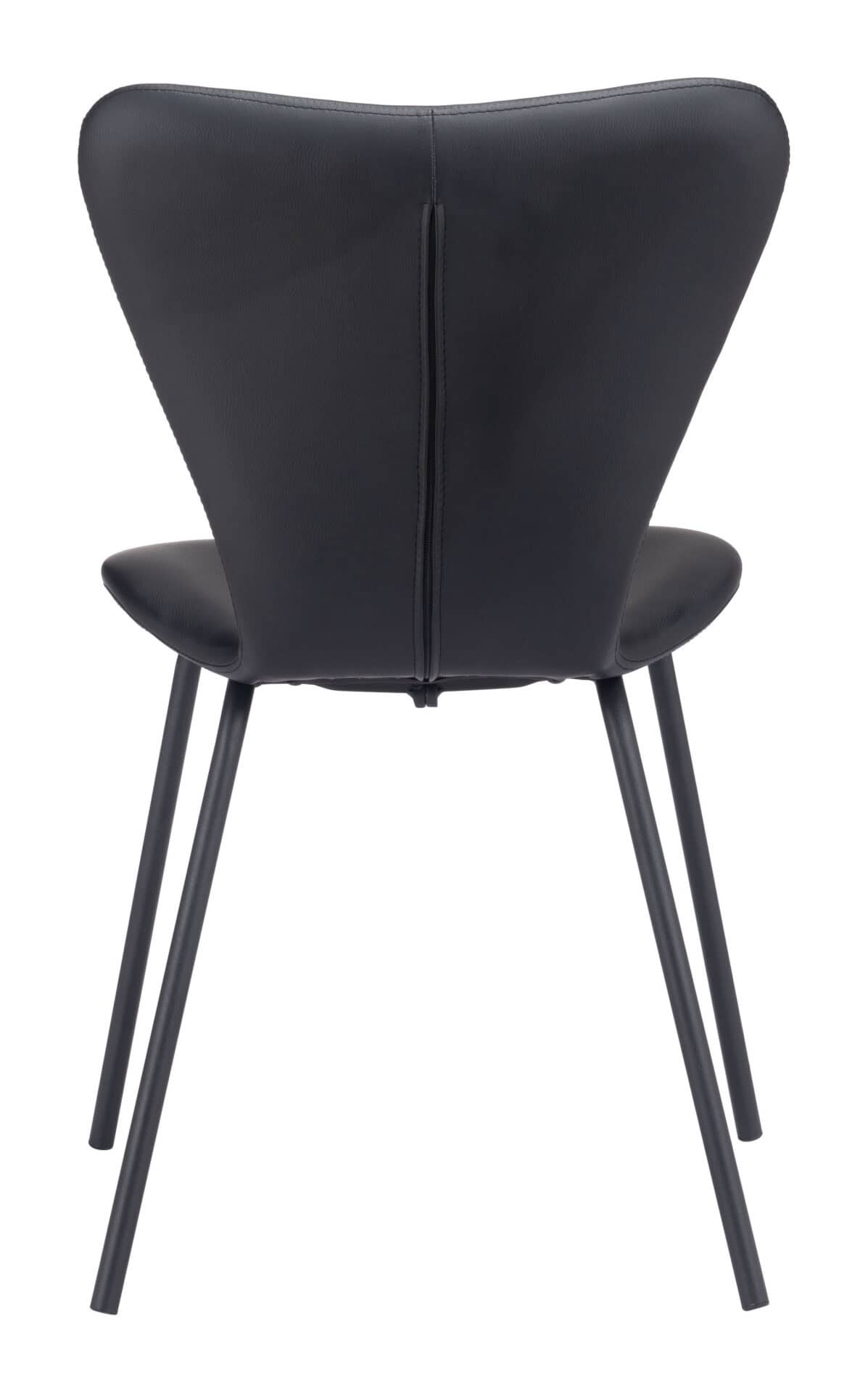 Mid-Century Modern Black Faux Leather Dining Chairs (Set of 2) 6 Mid-Century Modern Black Faux Leather Dining Chairs (Set of 2) - Image 6
