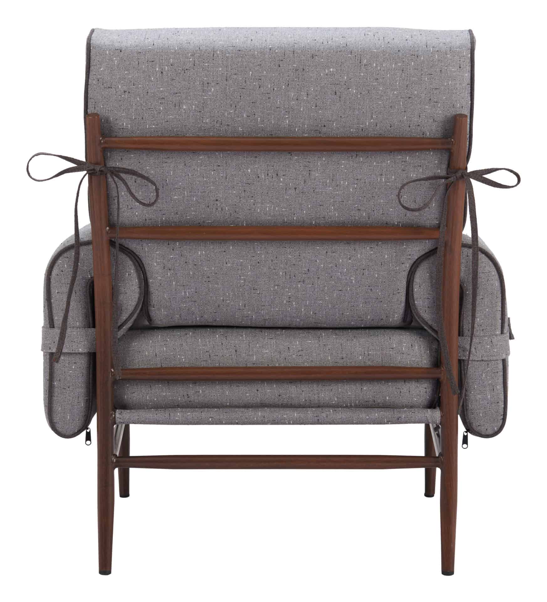 Gray Contemporary Accent Chair with Padded Armrests and Steel Frame 4 Gray Contemporary Accent Chair with Padded Armrests and Steel Frame - Image 4