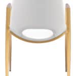 White and Gold Mid-Century Modern Dining Chairs with Armrests (Set of 2)
