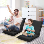 Adjustable Six-Position Folding Floor Chair with Cushion Comfort