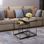 Rustic Brown Nesting End Tables with Metal Legs for Living Room (Set of 2) 8 Rustic Brown Nesting End Tables with Metal Legs for Living Room (Set of 2)