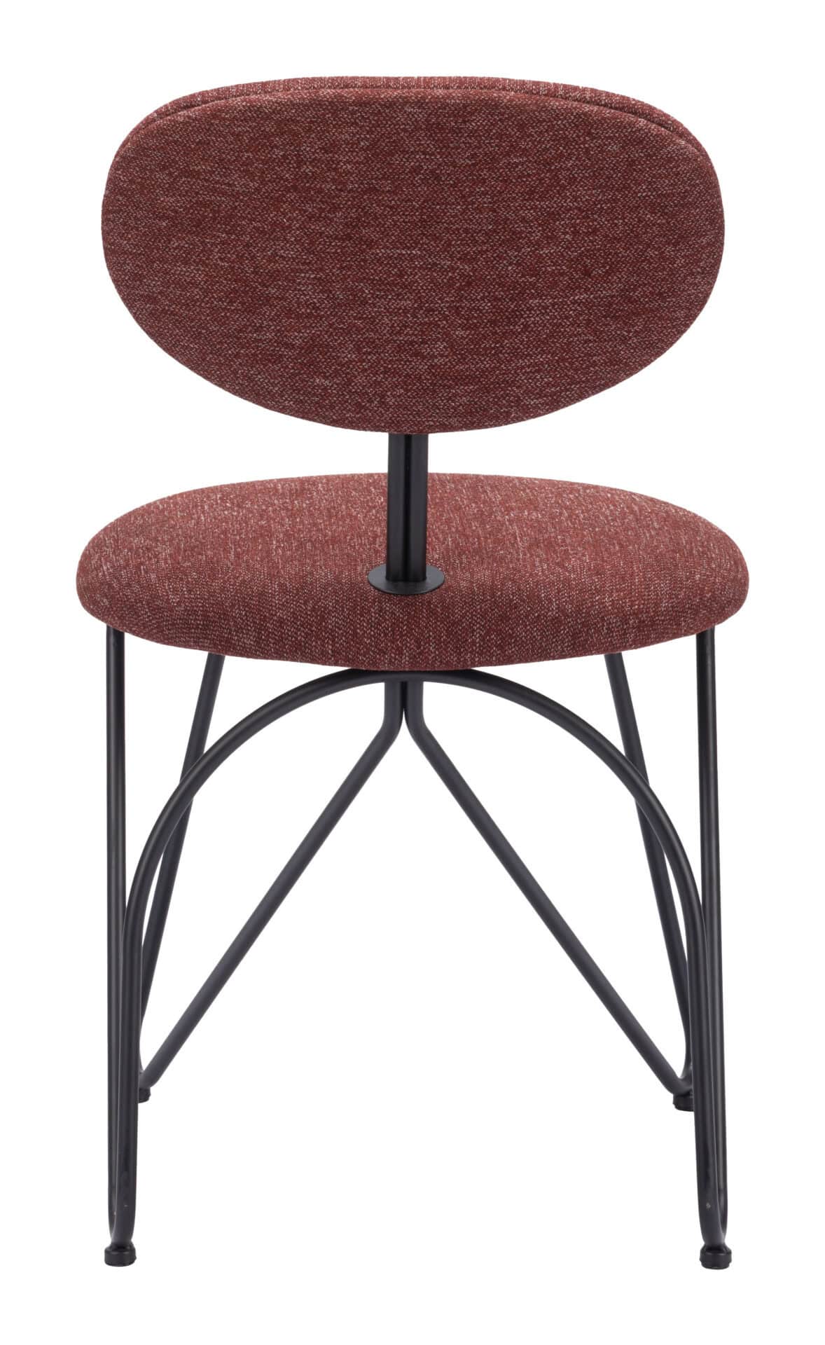 Modern Maroon Brown Dining Chair with Steel Legs (Set of 2) 4 Modern Maroon Brown Dining Chair with Steel Legs (Set of 2) - Image 4
