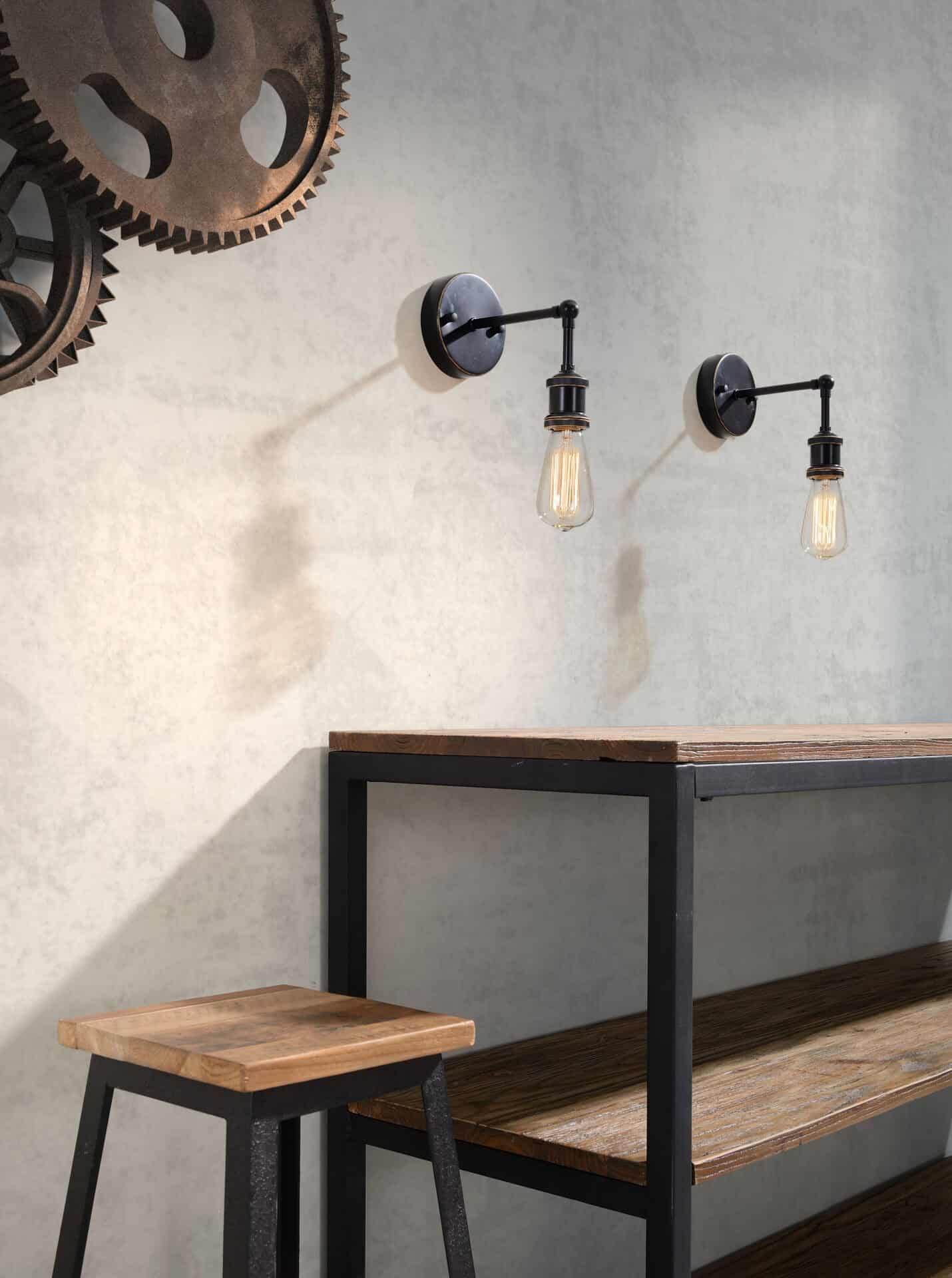 Steampunk Industrial Wall Lamp in Antique Black and Copper Finish 1 Steampunk Industrial Wall Lamp in Antique Black and Copper Finish