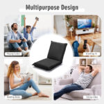 Adjustable Six-Position Folding Floor Chair with Cushion Comfort