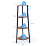 Industrial 4 Tier Corner Shelf Space-Saving Metal Storage Rack