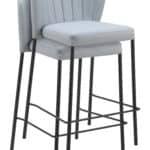 Gray Stackable Counter Stool with Faux Leather and Tufted Seat (Set of 2) 15 Gray Stackable Counter Stool with Faux Leather and Tufted Seat (Set of 2)