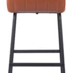 Brown Tufted Bar Stool with Steel Frame and Footrest (Set of 2)