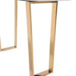 Modern White Faux Marble Console Table with Gold Geometric Base