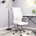 White Faux Leather Office Chair with Adjustable Height and Swivel Base 9 White Faux Leather Office Chair with Adjustable Height and Swivel Base