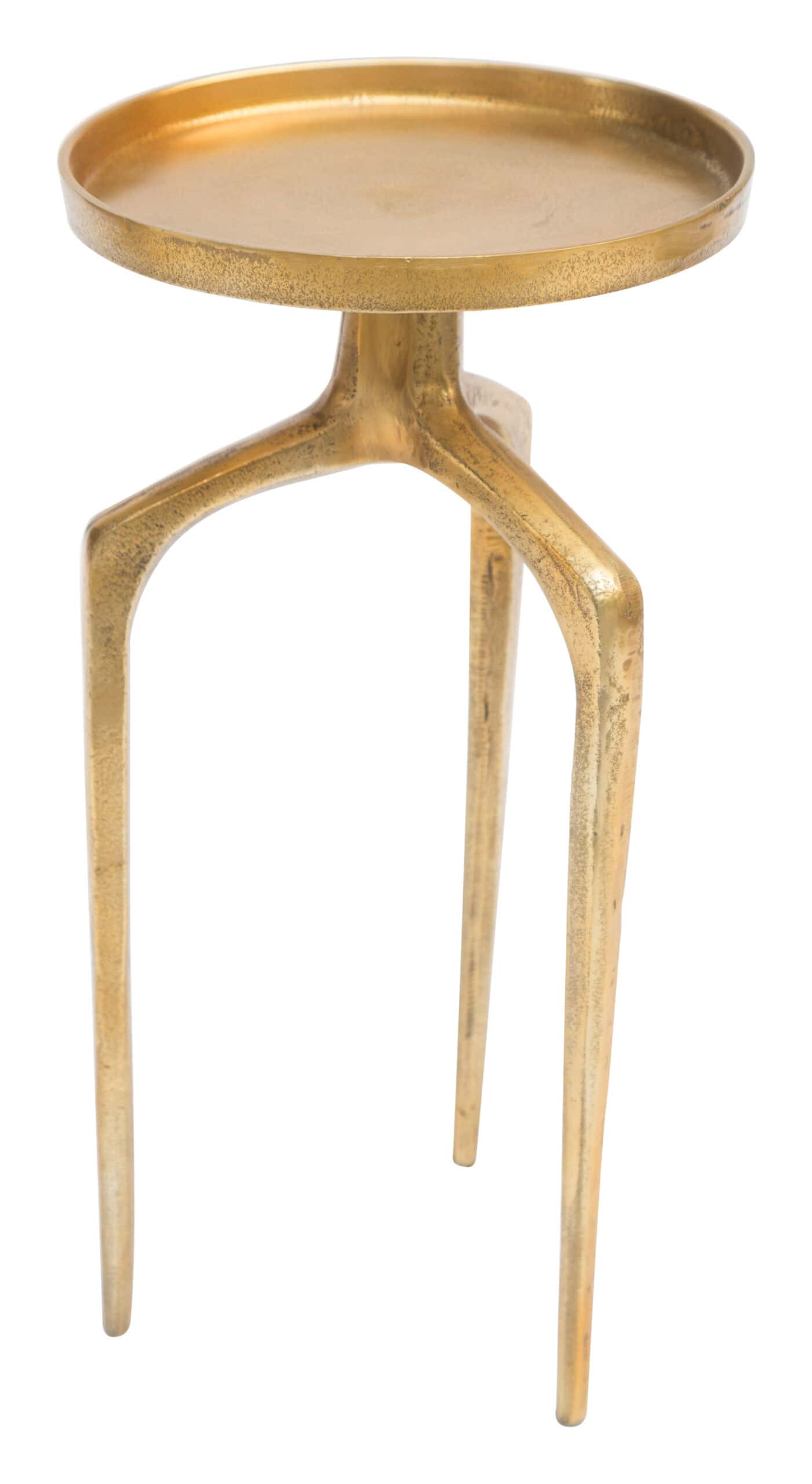 Round Antique Gold Accent Tables with Rimmed Top (Set of 2) 17 Round Antique Gold Accent Tables with Rimmed Top (Set of 2)