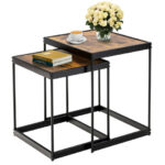 Rustic Brown Nesting End Tables with Metal Legs for Living Room (Set of 2) 11 Rustic Brown Nesting End Tables with Metal Legs for Living Room (Set of 2)