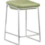 Green Counter Stool with Brushed Stainless Steel Frame (Set of 2)