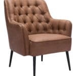 Vintage Tufted Faux Leather Accent Chair with Steel Legs 12 Vintage Tufted Faux Leather Accent Chair with Steel Legs