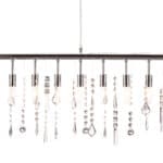 Chrome Ceiling Lamp With Crystal Pendants and Adjustable Cord