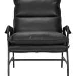 Contemporary Black Vinyl Accent Chair with Steel Frame and Armrests 13 Contemporary Black Vinyl Accent Chair with Steel Frame and Armrests