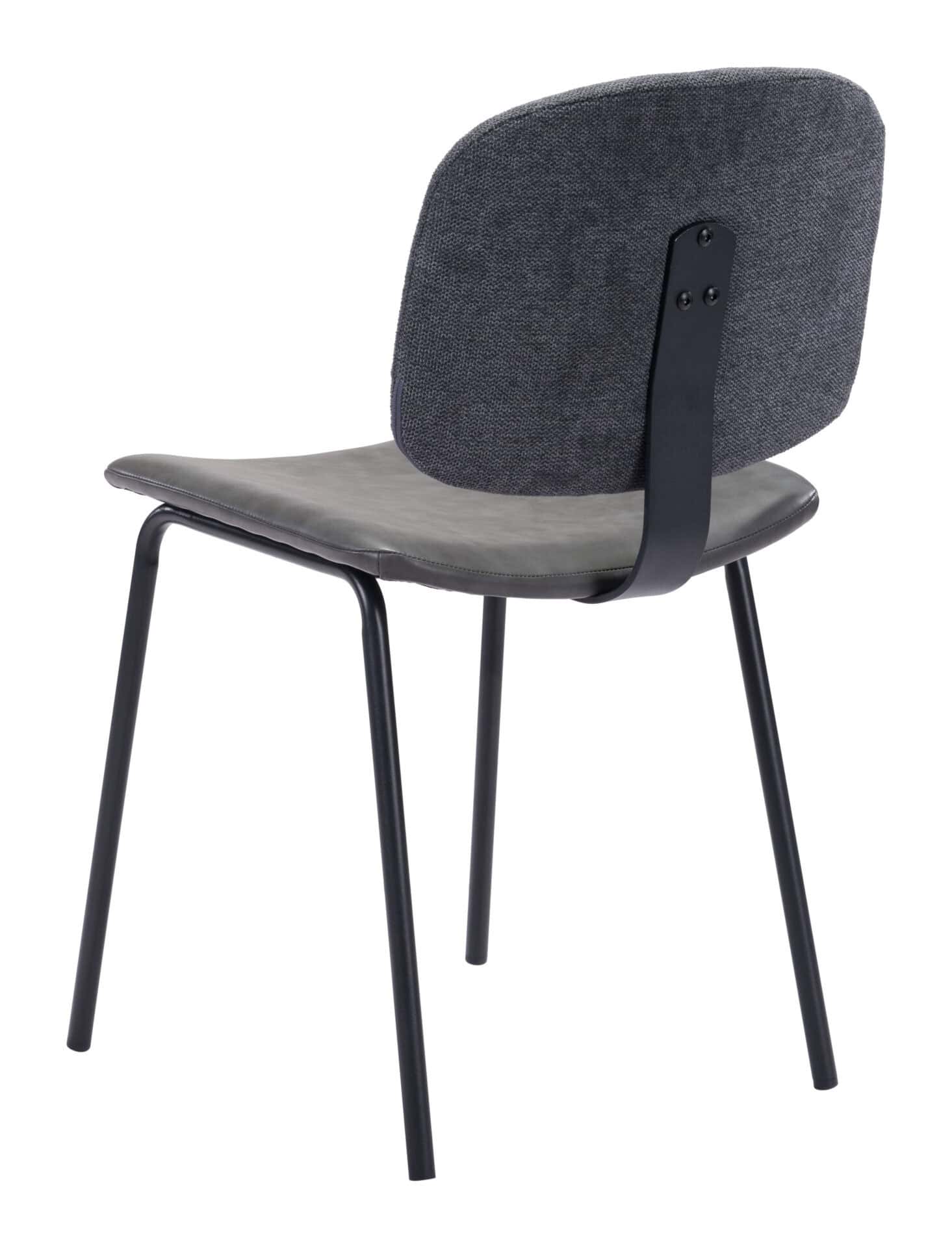 Gray Dining Room Chairs with Faux Leather and Steel Legs (Set of 2) 7 Gray Dining Room Chairs with Faux Leather and Steel Legs (Set of 2) - Image 7