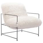 Shearling Accent Chair with Stainless Steel Base and Armrests 7 Shearling Accent Chair with Stainless Steel Base and Armrests